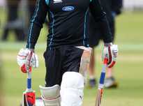 Brendon McCullum looks on during a training session.