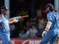 Dhoni's brilliant knock helped India sneak through in the final of the tri-series.