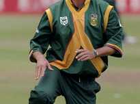Hansie Cronje, with the ear piece taped in in his right ear.