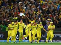 The Australian team stormed out of their dugout once Steven Smith scored the winning runs.